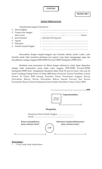 PERATURAN KOMISI PEMILIHAN UMUM NOMOR 18 TAHUN 2008 ...