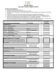 Donnelly College Associate in Science Degree Checklist