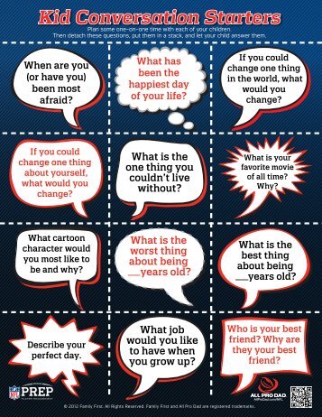 Kid Conversation Starters - Pro Dad