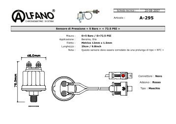 Sensore di Pressione Â« 5 Bars Â» Â« 72.5 PSI Â» - Alfano