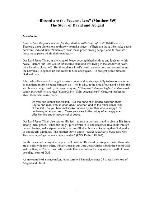 1 Samuel 25 - Abigail the Peacemaker