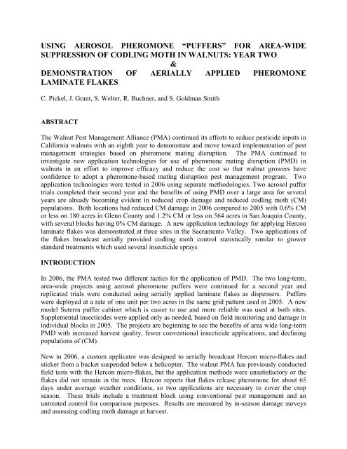 using aerosol pheromone âpuffersâ - Walnut Research Reports