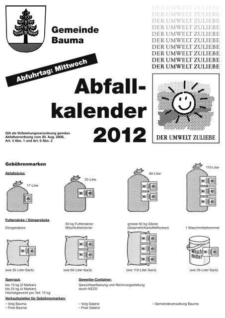 kalender 2012 DER UMWELT ZULIEBE DER UMWELT ... - in Bauma