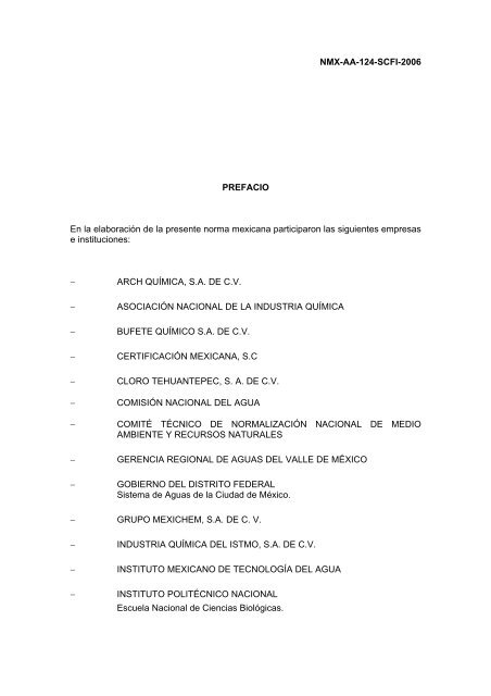 NMX-AA-124-SCFI-2006 POTABILIZACIÓN DEL AGUA ... - CONAGUA