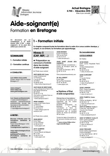 Aide-soignant(e) - CRIJ Bretagne