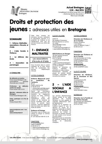 Droits et protection des jeunes : adresses utiles en - CRIJ Bretagne