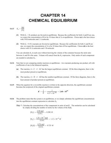 CHAPTER 14 CHEMICAL EQUILIBRIUM - PageOut