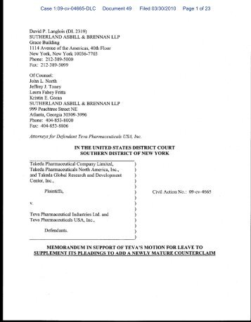 Case 1:09-cv-04665-DLC Document 49 Filed 03/30 ... - FDA Law Blog