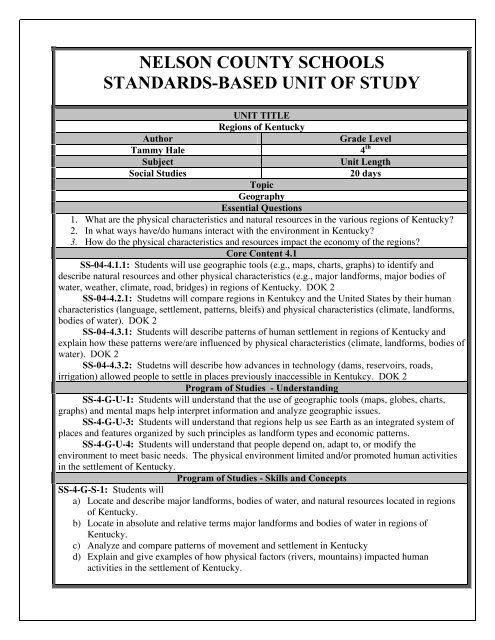 Regions Of Kentucky Pdf Nelson County School District