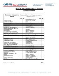 medical and occupational history questionnaire - SSM Health Care