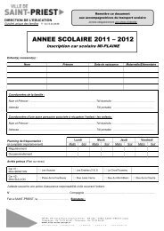 FORMULAIRE D'INSCRIPTION SCOLAIRE - Ville de ChenÃ´ve