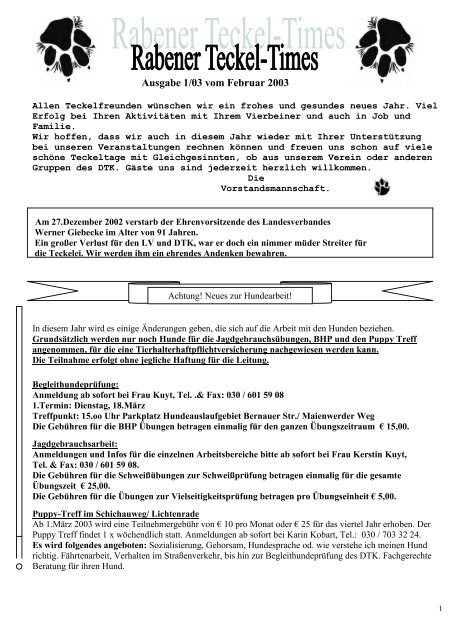 Meldeschein zum Eisbeinessen am 22.Februar 2003