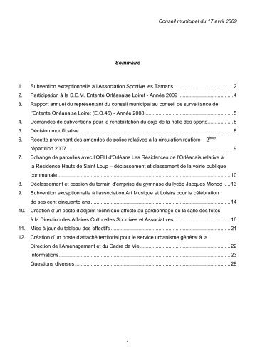 ProcÃ¨s verbal CM 17 avril 2009 - Ville de Saint Jean de Braye