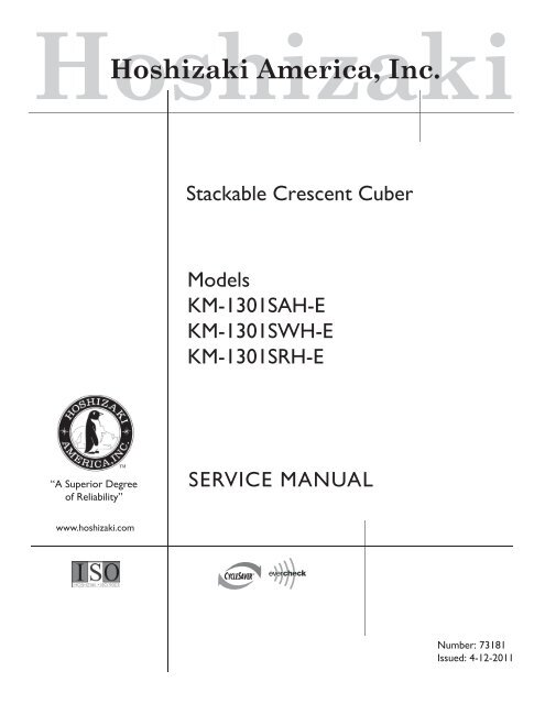 KM1301SAH-E Service Manual - Hoshizaki