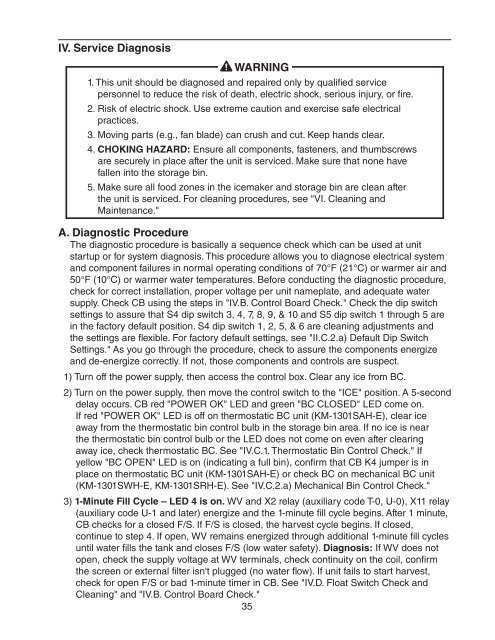 KM1301SAH-E Service Manual - Hoshizaki