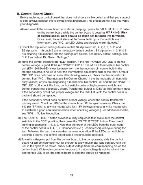 KM1301SAH-E Service Manual - Hoshizaki