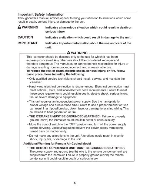 KM1301SAH-E Service Manual - Hoshizaki