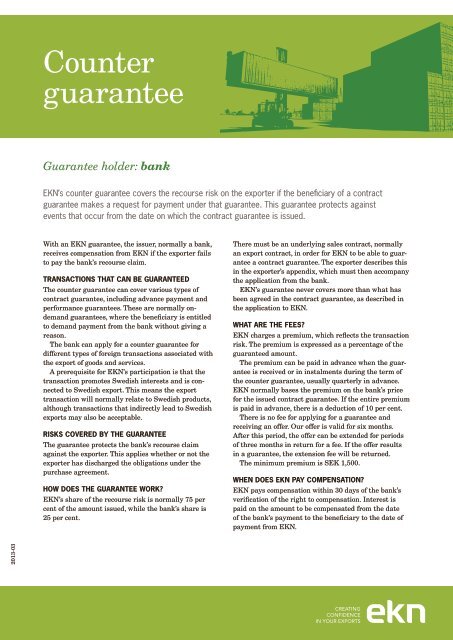 Counter guarantee - EKN