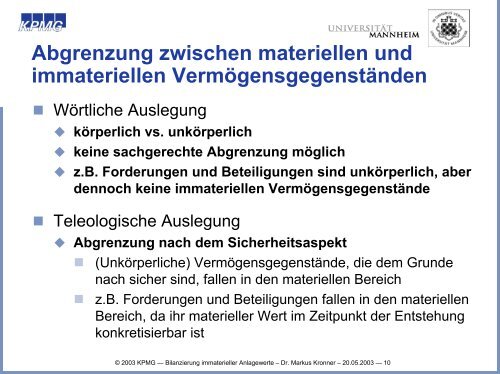 Dr. Markus Kronner (KPMG, 20.05.2003) - wuestemann