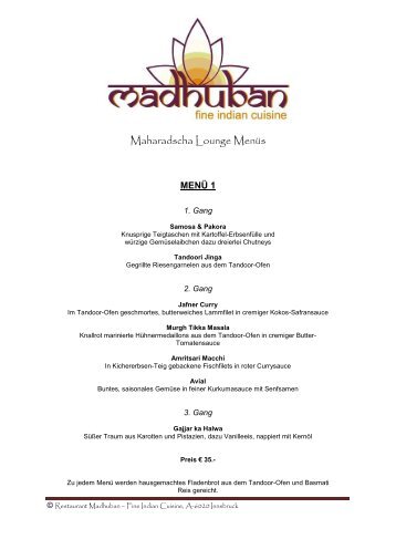 Aktuelle Menüs als .pdf downloaden - Madhuban