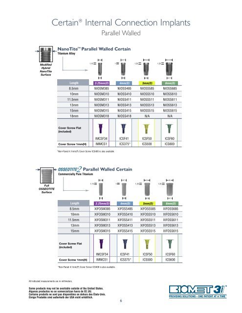 Surgical Catalog - BIOMET 3i