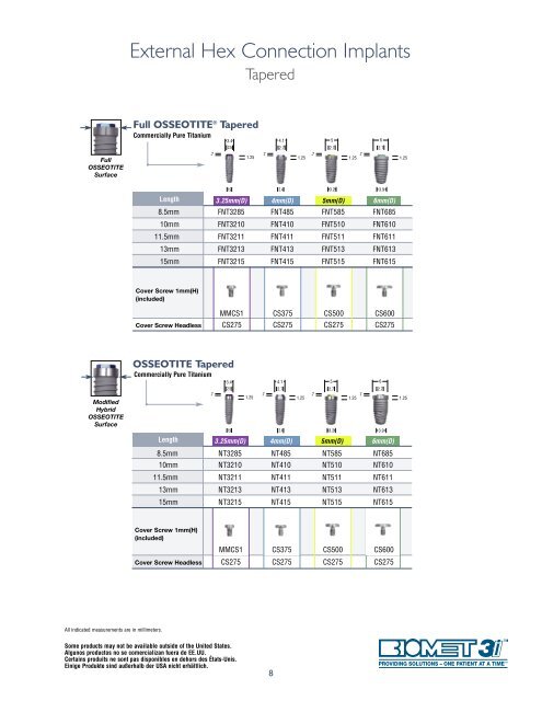 Surgical Catalog - BIOMET 3i