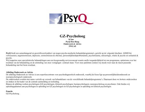 GZ-Psycholoog - RINO Groep