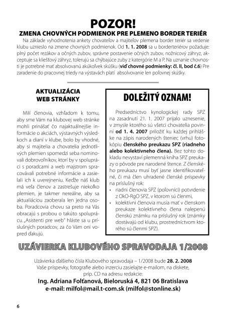 Spravodaj 2 / 2007 - SlovenskÃƒÂ½ klub chovateÃ„Â¾ov teriÃƒÂ©rov a foxteriÃƒÂ©rov
