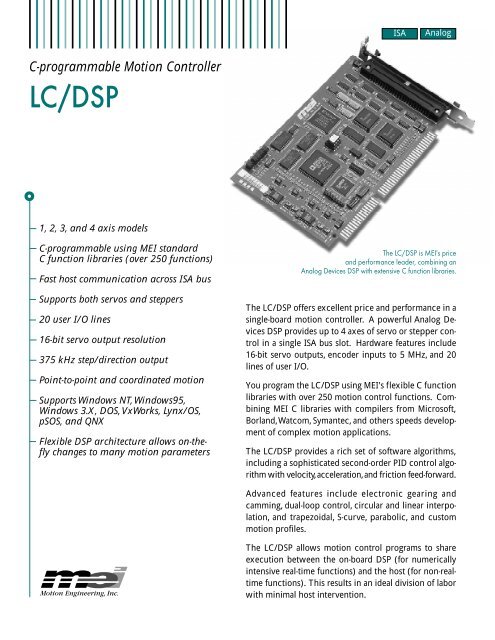 Lc Dsp Mei S On Line Technical Support Motion Engineering