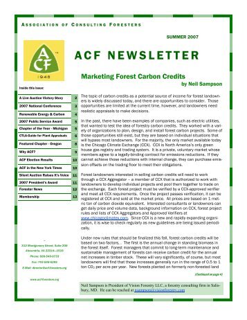 Summer 2007 ACF Newsletter - Association of Consulting Foresters ...