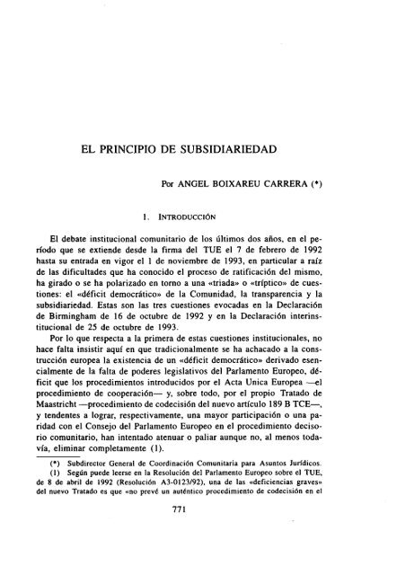 âEl Principio de Subsidiariedadâ. Ed - Instituto de Derecho PÃºblico