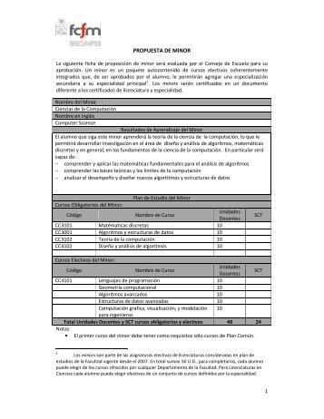 PROPUESTA DE MINOR - Escuela de Ingeniería y Ciencias