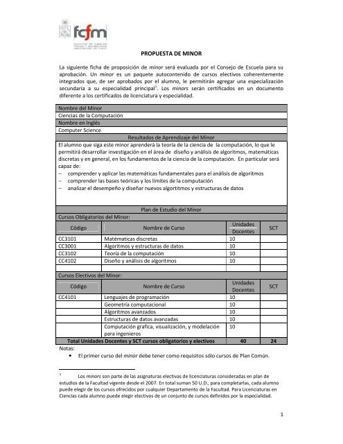 Propuesta De Minor Escuela De Ingenieria Y Ciencias