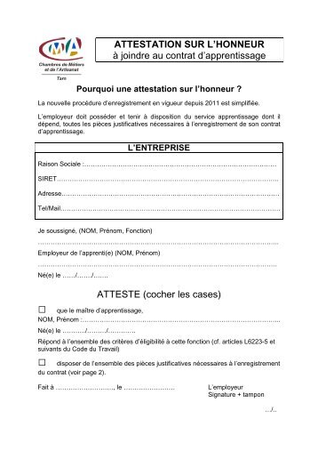 TÃ©lÃ©chargez l'attestation sur l'honneur