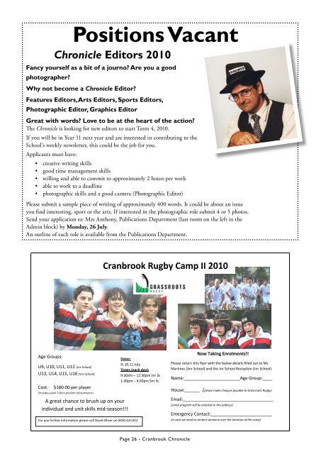 In This Issue The Weekly Magazine of Cranbrook School