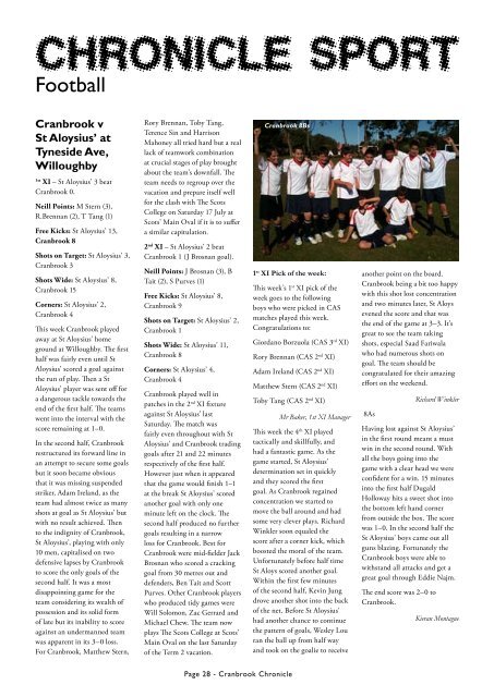 In This Issue The Weekly Magazine of Cranbrook School