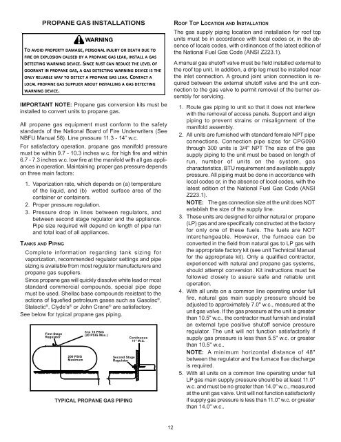 7.5 TON - 12.5 TON PACKAGE GAS SERIES CPG SERIES - Goodman