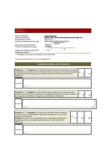 ENCUESTA CÃDIGO PAIS NÃºmero radicado: 43240 ... - BancamÃ­a