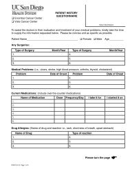 New Patient Information Form - Moores Cancer Center