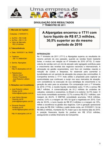 PRESS RELEASE 1T11 - Alpargatas