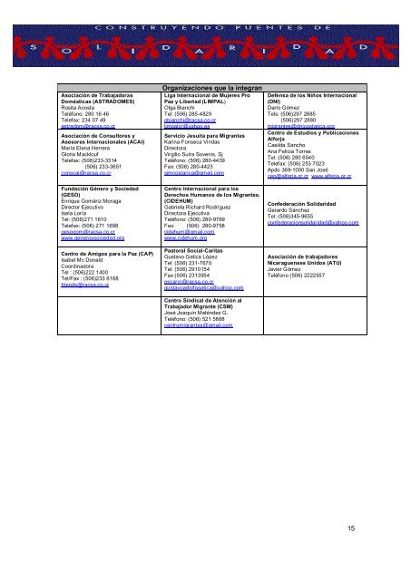 Directorio de Organizaciones que trabajan en MigraciÃ³n y Derechos ...
