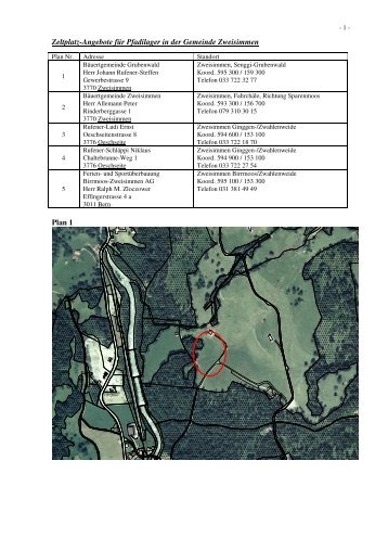 Zeltplatz-Angebote fÃƒÂ¼r Pfadilager in der Gemeinde Zweisimmen Plan 1