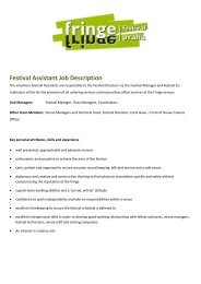 Festival Assistant Job Description - Prague Fringe Festival