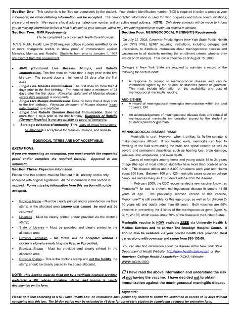 MMR/Meningitis Form (PDF)