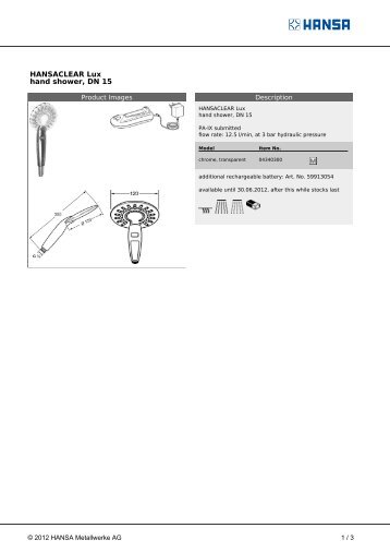 HANSACLEAR Lux hand shower, DN 15 - Bad.no