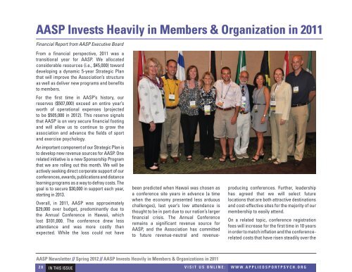 Spring 2012 Newsletter - Association for Applied Sport Psychology