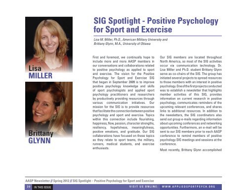 Spring 2012 Newsletter - Association for Applied Sport Psychology