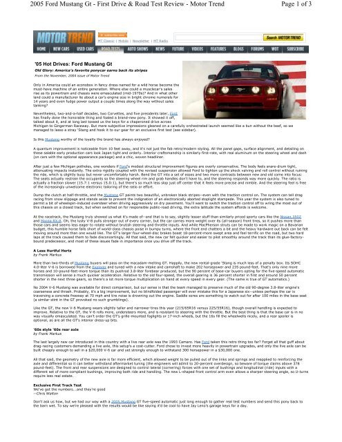 Motor Trend - 2009 Mustang GT/CS