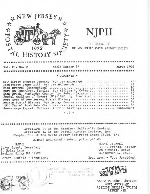 67 - New Jersey Postal History Society