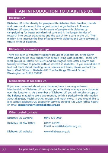 i. AN INTRODUCTION TO DIABETES UK - Halton and St Helens PCT